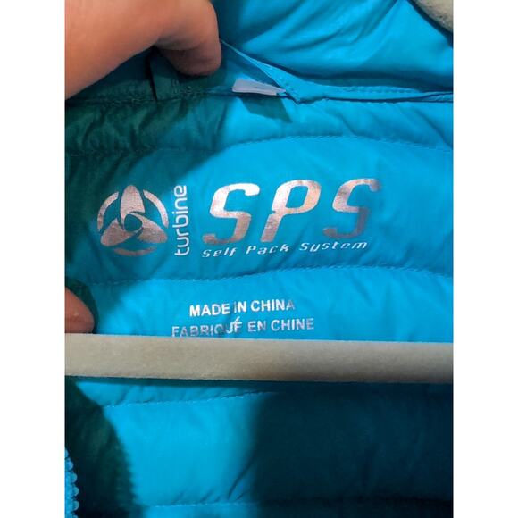 Turbine SPS Self Pack System Down Jacket Women’s Large Teal Lightweight Packable - Picture 11 of 13